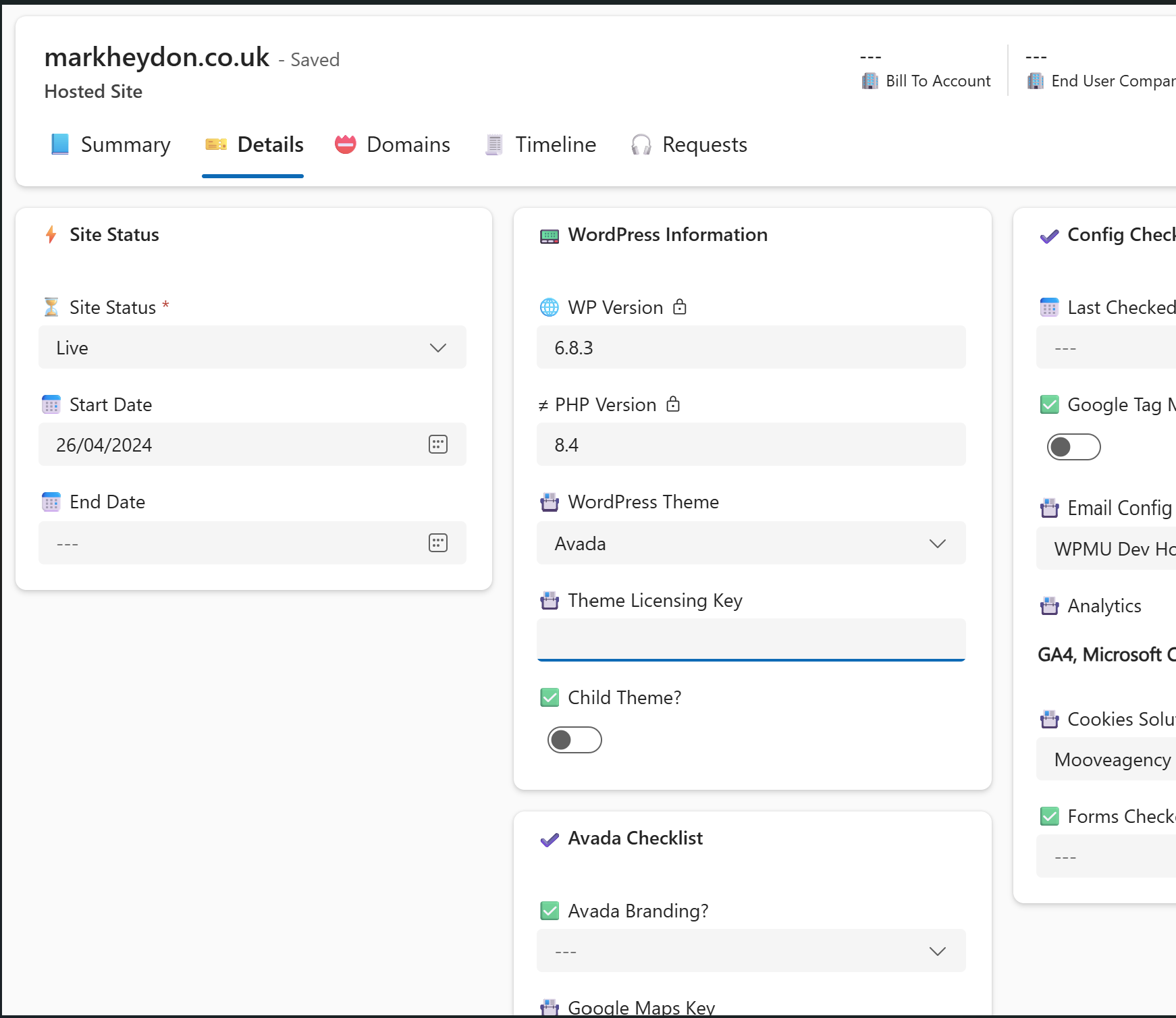 Hosted Sites Billing App