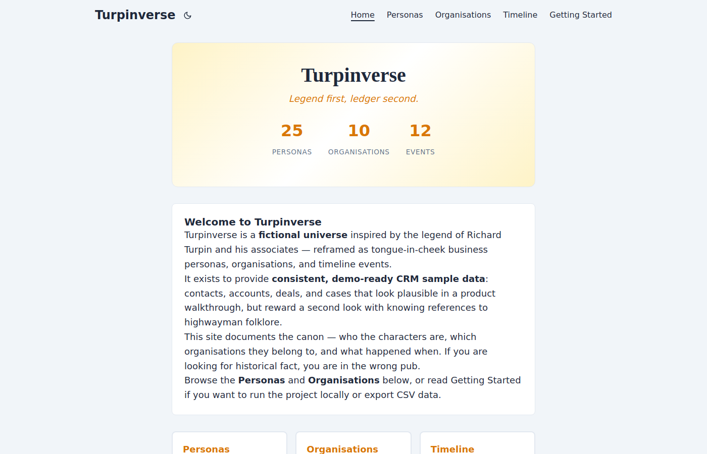 Turpinverse: Dick Turpin as CRM Demo Data