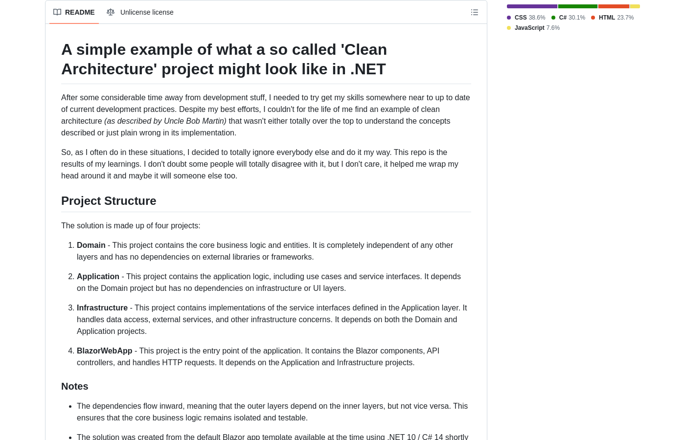 Clean Architecture, Without the 47-Project Sample